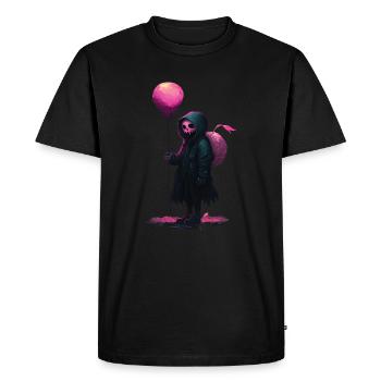 Squelette effrayant - Fille gothique avec un ballon rose - T-shirt Premium bio Homme - noir - Devant - Nico (187cm)