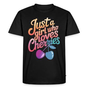 Cherries Cherries Fruits Food - Men's Premium Organic T-Shirt - black - Front - Nico (187cm)