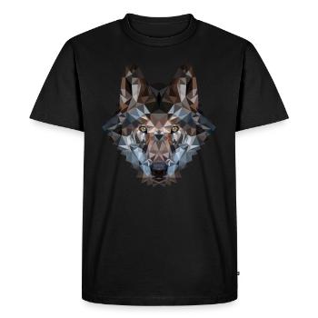 Wolf’s Head | Polygon Wolf Head | Loup géométrique - T-shirt Premium bio Homme - noir - Devant - Nico (187cm)
