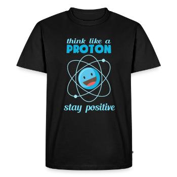 Restez positif Bonne humeur Proton | Chimie Physique - T-shirt Premium bio Homme - noir - Devant - Nico (187cm)