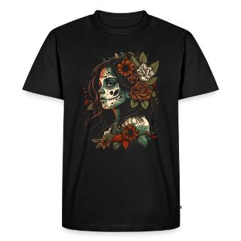 Day of the Dead Sugar Skull Skull Catrina - Men's Premium Organic T-Shirt - black - Front - Nico (187cm)