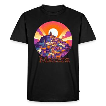 Matera Italie Coucher de soleil Violet Couleurs Chaudes - T-shirt Premium bio Homme - noir - Devant - Nico (187cm)