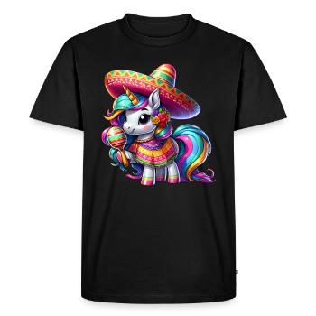 Cinco de Mayo Dessin animé de licorne mignon avec des verts - T-shirt Premium bio Homme - noir - Devant - Nico (187cm)
