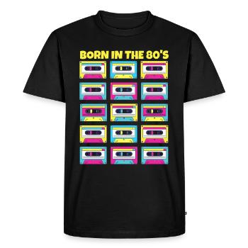 Né dans les années 80 Cadeau original cassette classique - T-shirt Premium bio Homme - noir - Devant - Nico (187cm)