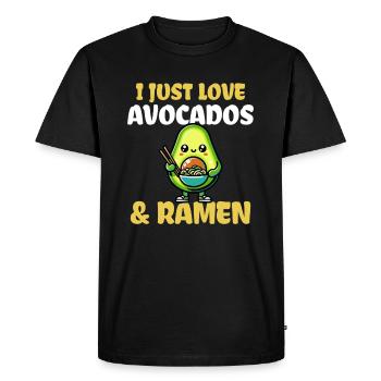 J’adore les avocats et les ramen - T-shirt Premium bio Homme - noir - Devant - Nico (187cm)