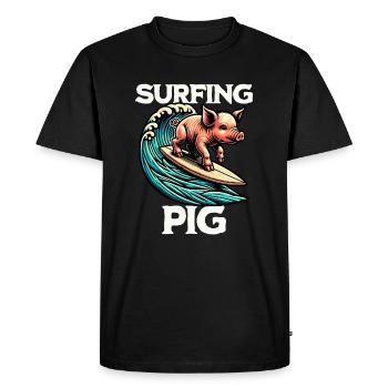 Cochon surfeur - T-shirt Premium bio Homme - noir - Devant - Nico (187cm)