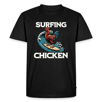 Poulet surfeur - T-shirt Premium bio Homme - noir - Devant - Nico (187cm)