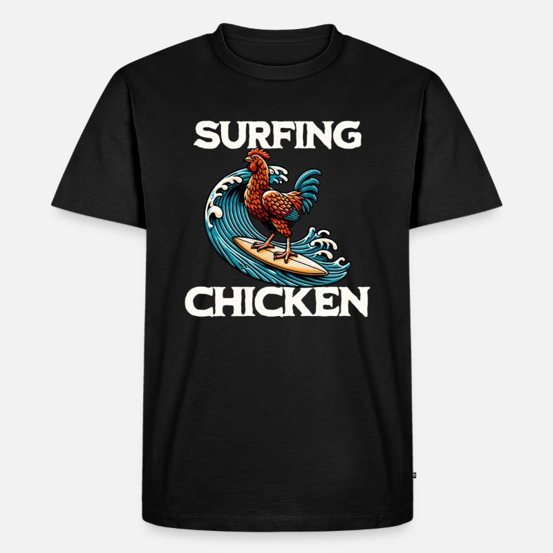 Poulet surfeur - T-shirt Premium bio Homme - noir