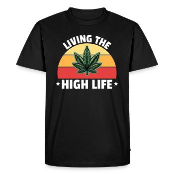 Vivre la grande vie - Weed Design - T-shirt Premium bio Homme - noir - Devant - Nico (187cm)