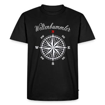 Weltenbummler Kompass - Männer Premium Bio T-Shirt - Schwarz - Vorne - Nico (187cm)