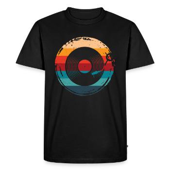Disque Vinyle, Rétro - T-shirt Premium bio Homme - noir - Devant - Nico (187cm)