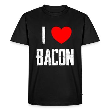 J’adore le bacon - T-shirt Premium bio Homme - noir - Devant - Nico (187cm)