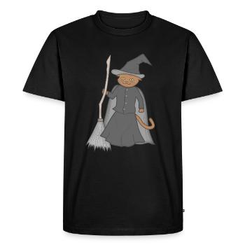 Cat as witch carnival Halloween - Men's Premium Organic T-Shirt - black - Front - Nico (187cm)