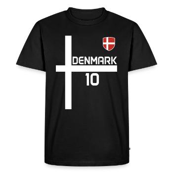 Denmark Retro Sports Jersey - Men's Premium Organic T-Shirt - black - Front - Nico (187cm)