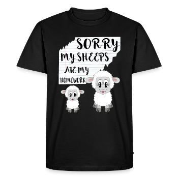 Désolé, mes moutons ont mangé mes devoirs - T-shirt Premium bio Homme - noir - Devant - Nico (187cm)