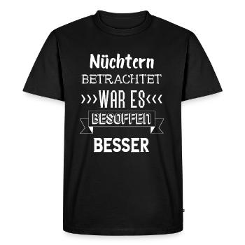 Sobre Regarder C’était ivre Mieux - T-shirt Premium bio Homme - noir - Devant - Nico (187cm)