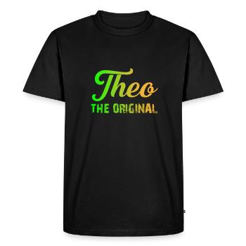 Je m'appelle Theo T-Shirt Prénom Enfant - T-shirt Premium bio Homme - noir - Devant - Nico (187cm)