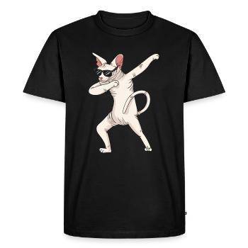 Tampon cadeau chat Sphynx - T-shirt Premium bio Homme - noir - Devant - Nico (187cm)