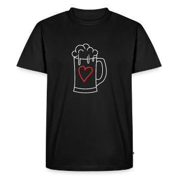Coeur d'amour de bière - T-shirt Premium bio Homme - noir - Devant - Nico (187cm)