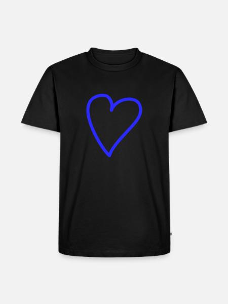 Heart Freehand Blue - Men's Premium Organic T-Shirt - black