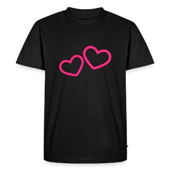 Deux cœurs de coeur Rose - T-shirt Premium bio Homme - noir - Devant - Nico (187cm)