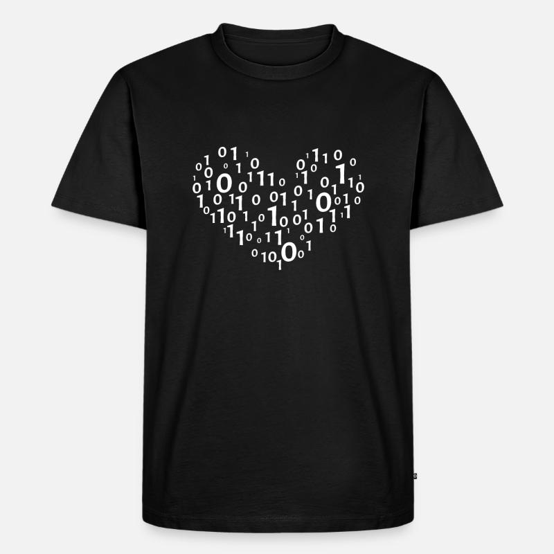 Heart binary coding - Men's Premium Organic T-Shirt - black