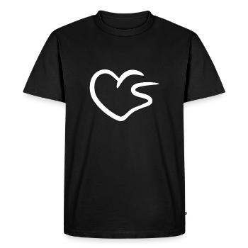 Lettre initiale du coeur S - T-shirt Premium bio Homme - noir - Devant - Nico (187cm)