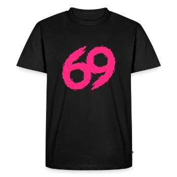 69 numéro icône rose - T-shirt Premium bio Homme - noir - Devant - Nico (187cm)