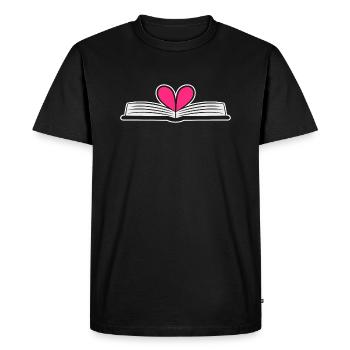 Livre Coeur Lire cadeau - T-shirt Premium bio Homme - noir - Devant - Nico (187cm)
