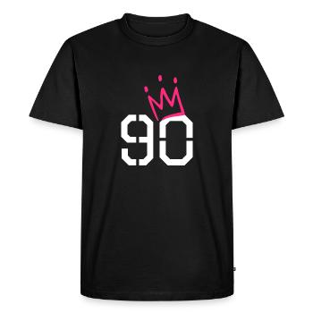 90 couronne - 90e anniversaire - cadeau - T-shirt Premium bio Homme - noir - Devant - Nico (187cm)