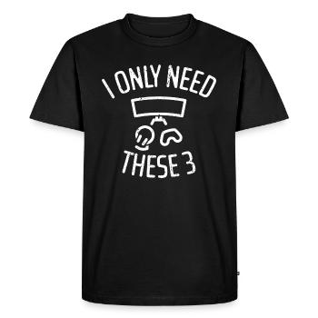 Je n’ai besoin que de ces trois - Gaming - T-shirt Premium bio Homme - noir - Devant - Nico (187cm)