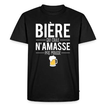 Bière qui n'amasse pas mousse apéro humour - T-shirt Premium bio Homme - noir - Devant - Nico (187cm)
