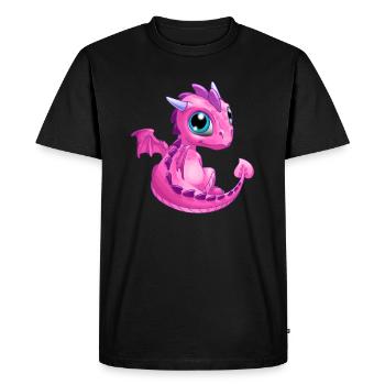 Bébé Dragon Rose | Mignon bébé dragon rose - T-shirt Premium bio Homme - noir - Devant - Nico (187cm)