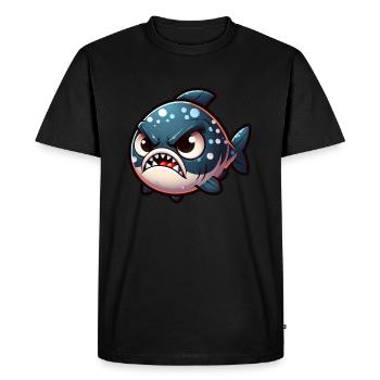 cute angry piranha - Men's Premium Organic T-Shirt - black - Front - Nico (187cm)