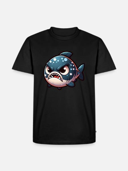 cute angry piranha - Men's Premium Organic T-Shirt - black