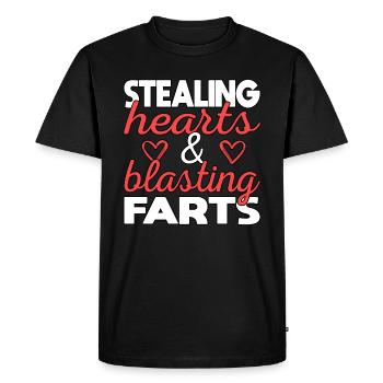 Love valentine's day hearts in love single farts - Men's Premium Organic T-Shirt - black - Front - Nico (187cm)