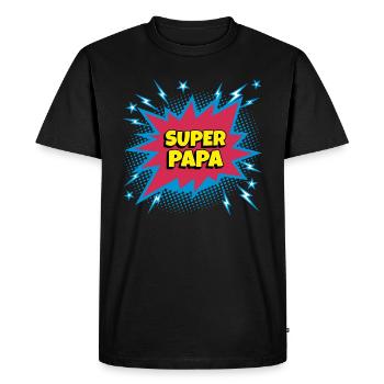 Super Papa (super héro) - T-shirt Premium bio Homme - noir - Devant - Nico (187cm)