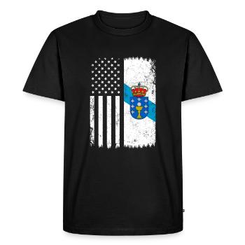 galicia american flag, galician - Men's Premium Organic T-Shirt - black - Front - Nico (187cm)