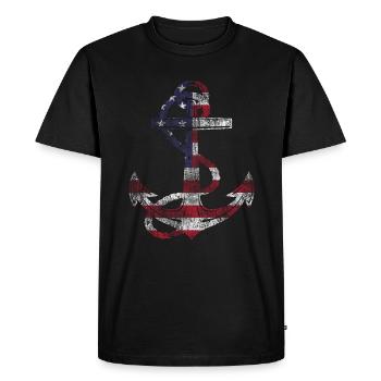 Still sailor sea boat ship flag america - Men's Premium Organic T-Shirt - black - Front - Nico (187cm)
