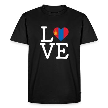 I love Mongolia, Mongolian flag mongolia - Men's Premium Organic T-Shirt - black - Front - Nico (187cm)