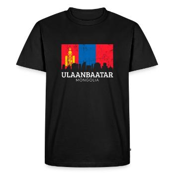 ulanbataar, Mongolian flag mongolia - Men's Premium Organic T-Shirt - black - Front - Nico (187cm)