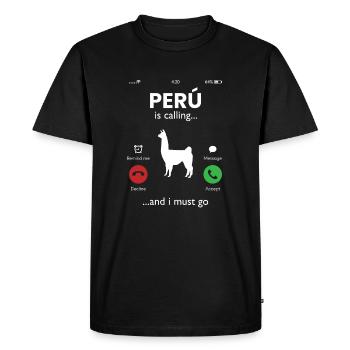 Peru Is Calling And I Must Go, peruvian peru - Men's Premium Organic T-Shirt - black - Front - Nico (187cm)