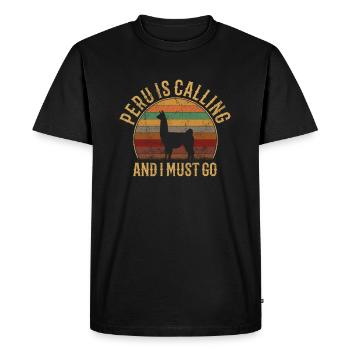 Peru Is Calling And I Must Go, peruvian peru - Men's Premium Organic T-Shirt - black - Front - Nico (187cm)