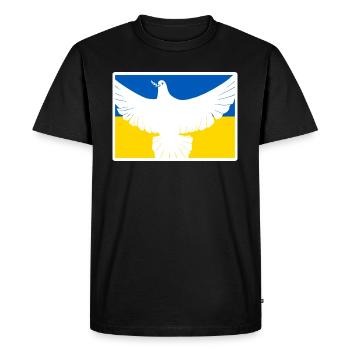 Dove of Peace Ukraine Flag War - Men's Premium Organic T-Shirt - black - Front - Nico (187cm)