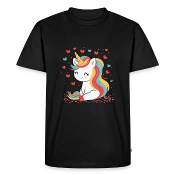 Good Feeling Unicorn - Men's Premium Organic T-Shirt - black - Front - Nico (187cm)