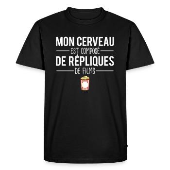 Mon cerveau est compose de répliques de films - T-shirt Premium bio Homme - noir - Devant - Nico (187cm)