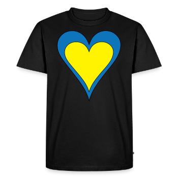 Ukraine flag heart blue yellow black border - Men's Premium Organic T-Shirt - black - Front - Nico (187cm)