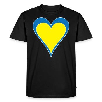 Drapeau ukrainien motif coeur bleu jaune blanc bordé - T-shirt Premium bio Homme - noir - Devant - Nico (187cm)