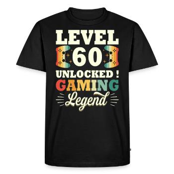 Niveau 60 Anniversaire Gamer 60 Ans - T-shirt Premium bio Homme - noir - Devant - Nico (187cm)