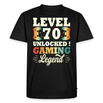 Niveau 70 Anniversaire Gamer 70 Ans - T-shirt Premium bio Homme - noir - Devant - Nico (187cm)
